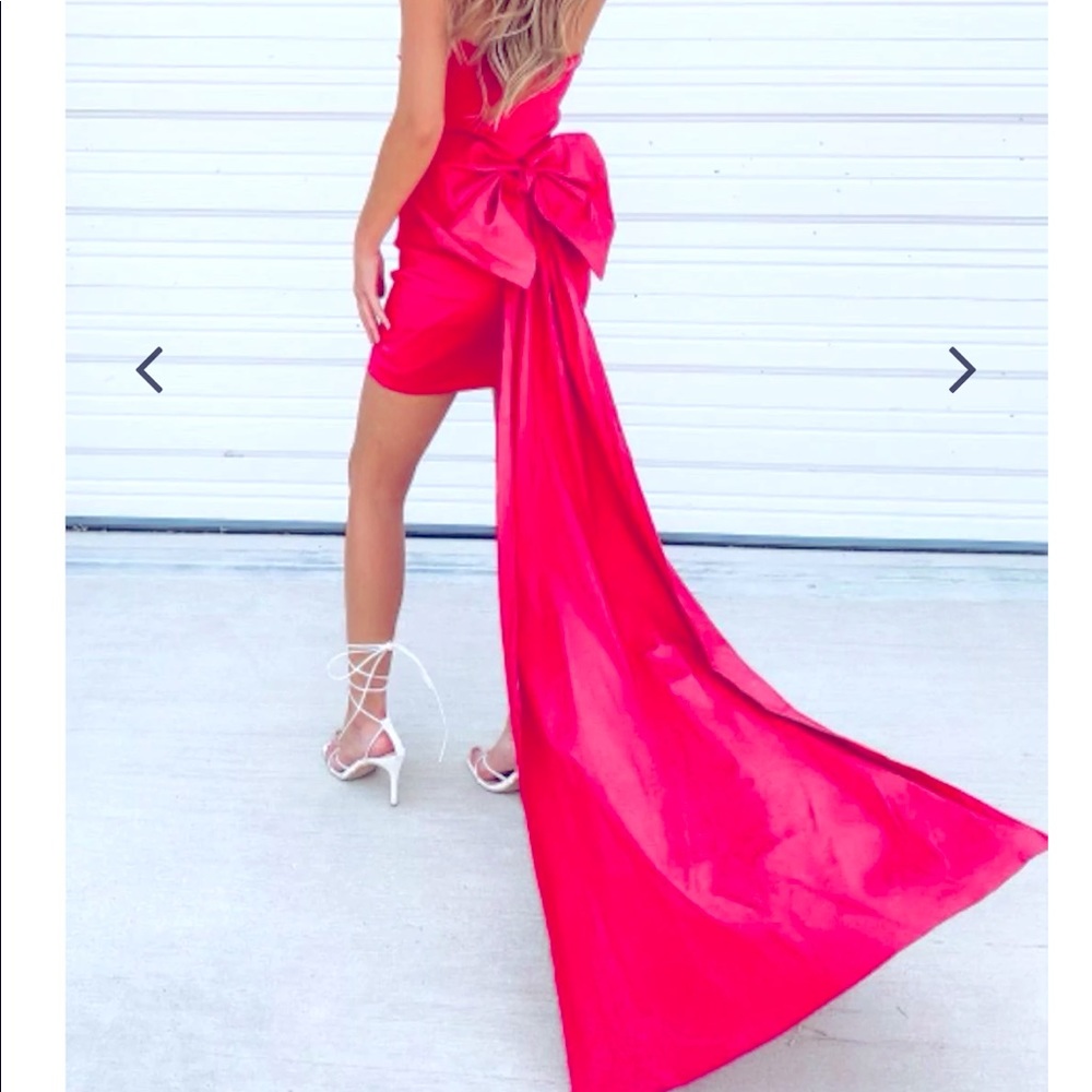 RED bow train dress
